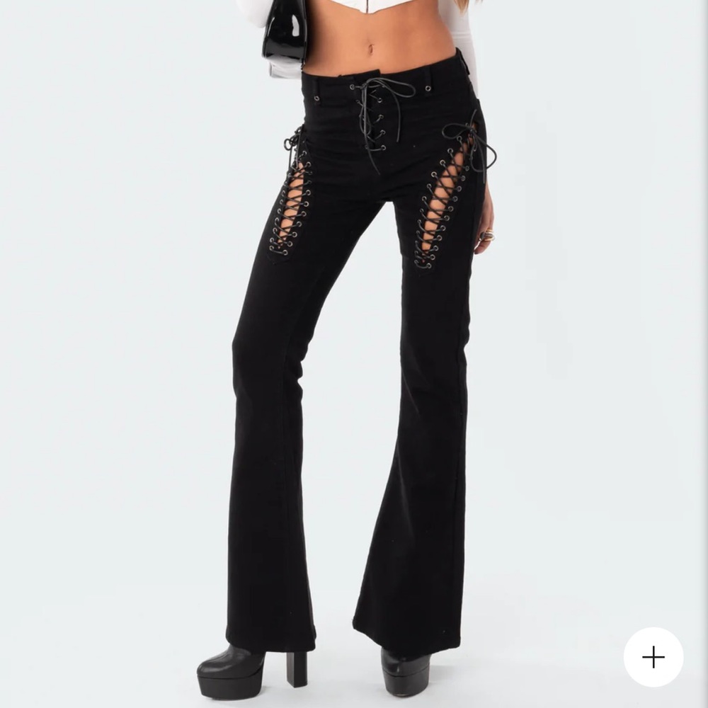 EDIKTED - ENGINE BLACK FLARE JEANS - SMALL